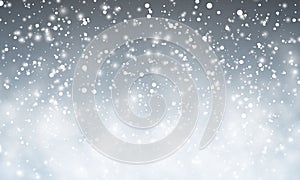 Christmas snow. Falling snowflakes on dark background. Snowfall. Vector illustration