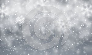 Christmas snow. Falling snowflakes on dark background. Snowfall. Vector illustration