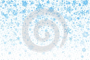 Christmas snow. Falling snowflakes on white background. Snowfall