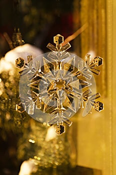 Christmas Snow Flake Decoration with golden tone