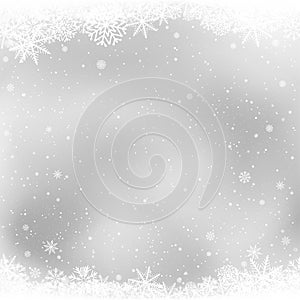 Christmas snow frame gray background