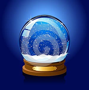 Christmas Snow globe on blue background