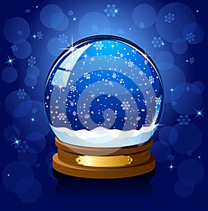 Christmas Snow globe on blue background