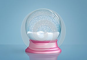 Christmas snow globe on blue background