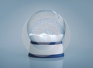 Christmas snow globe on blue background