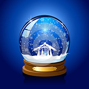 Christmas snow globe with Christian scene
