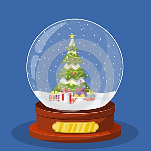 Christmas snow globe with Christmas tree
