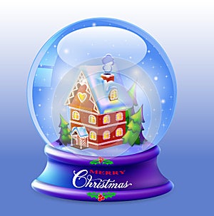 Christmas Snow globe with a house and trees