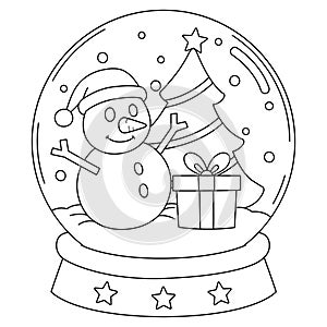 Christmas Snow Globe Isolated Coloring Page