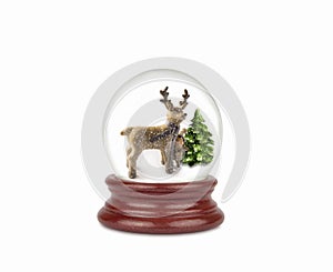 Christmas snow globe isolated on white. Can be used as a Christmas or a New Year gift or symbol. Christmas and New Year design ele