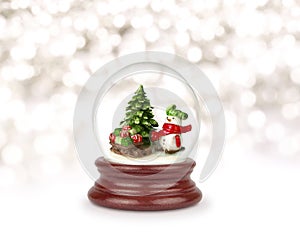 Christmas snow globe. Snowman with gifts. Can be used as a Chris