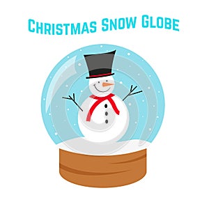 Christmas Snow Globe. Snowman in Glass Globe. Let It Snow