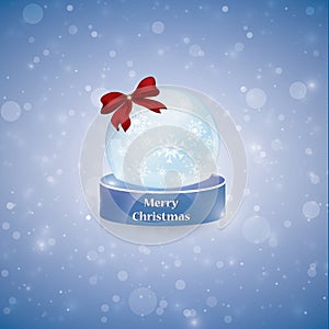 Christmas snow globe on transparent background. Glass sphere. Vector illustration.