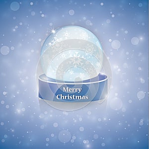 Christmas snow globe on transparent background. Glass sphere. Vector illustration.