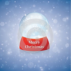 Christmas snow globe on transparent background. Glass sphere. Vector illustration.