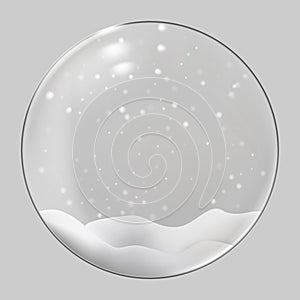 Christmas snow globe on transparent background. Vector illustration.