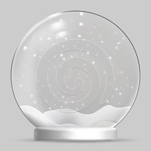 Christmas snow globe on transparent background. Vector illustration.