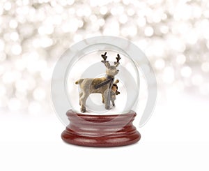 Christmas snow globe on white. Can be used as a Christmas or a New Year gift or symbol. Christmas and New Year design element. Toy