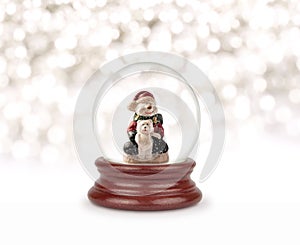 Christmas snow globe on white. Can be used as a Christmas or a New Year gift or symbol. Christmas and New Year design element. Toy