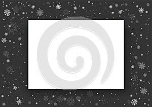Christmas snow photo frame dark template