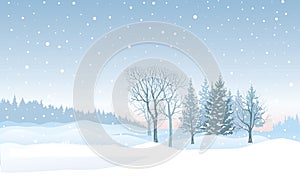 Christmas snowfall background. Snow winter landscape. Merry Chri