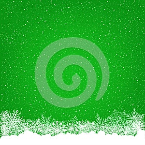 Christmas snowfall green background