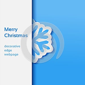 Christmas snowflake on the blue background - decorative edge webpage