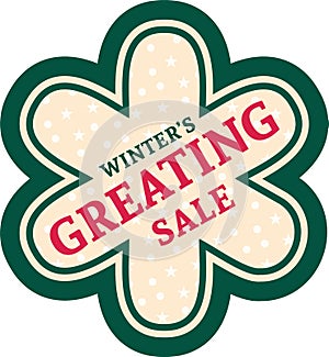 Christmas snowflake. Christmas sticker vector illustration. Label with snow pattern