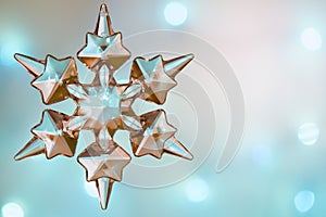 Christmas snowflake crystal blue abstract background