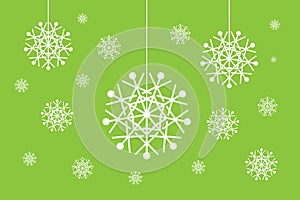 Christmas snowflake globes set isolated on green