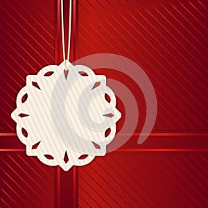 Christmas snowflake label on red