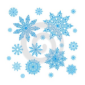 Christmas snowflakes collection, circle ornament set