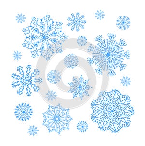 Christmas snowflakes collection, circle ornament set, ornamental