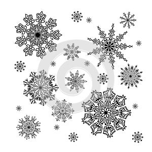 Christmas snowflakes collection, circle ornament set, ornamental