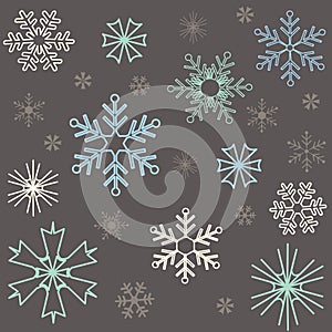 Christmas snowflakes pattern, greeting card.