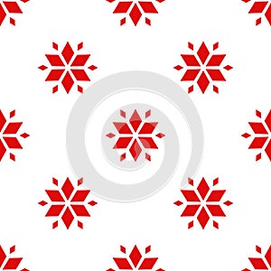 Christmas snowflakes stars red seamless pattern