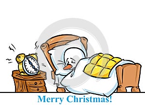 Christmas snowman character sleeping bed alarm clock cartoon