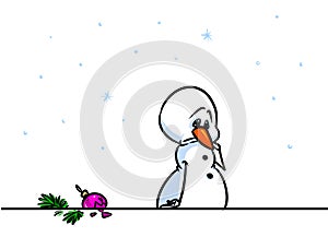 Christmas snowman character sorrow cartoon