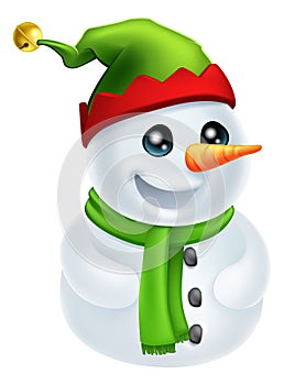 Christmas Snowman in Elf Hat