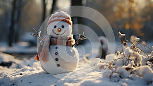Christmas snowman. Generative Ai