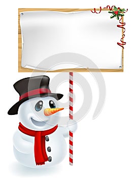 Christmas Snowman Holding Sign