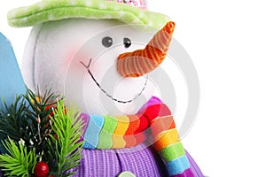 Christmas snowman isolated on a white background