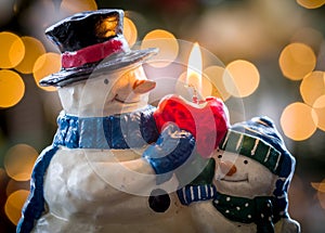 Christmas snowmen candle at xmas