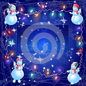 The christmas snowmen hang out the bulb