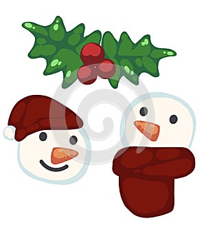 Christmas snowmen with mistletoe