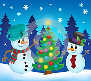 Christmas snowmen theme image 1