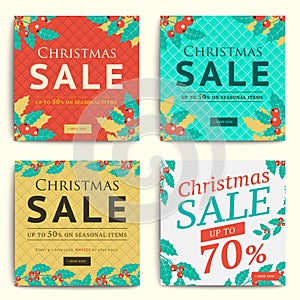Christmas social media sale banners for mobile website ad. Xmas photo