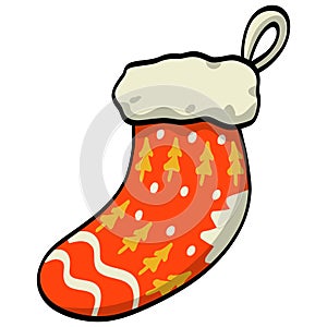 Christmas Sock Decoration Vector Drawing Illustration