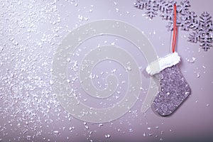 Christmas sock hanging on clean background