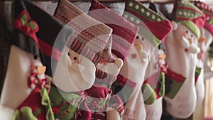 Christmas socks on the fireplace